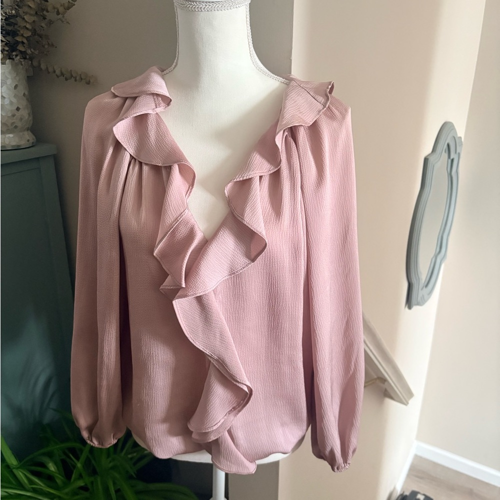 Max Studio Pink Ruffle Blouse